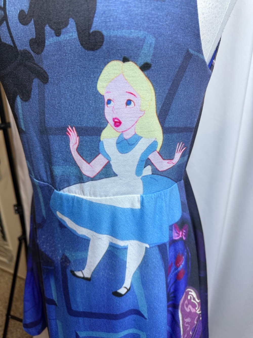 Disney Alice in Wonderland Illustrated Fit-and-Flare Mini Dress, Large - Picture 2 of 8